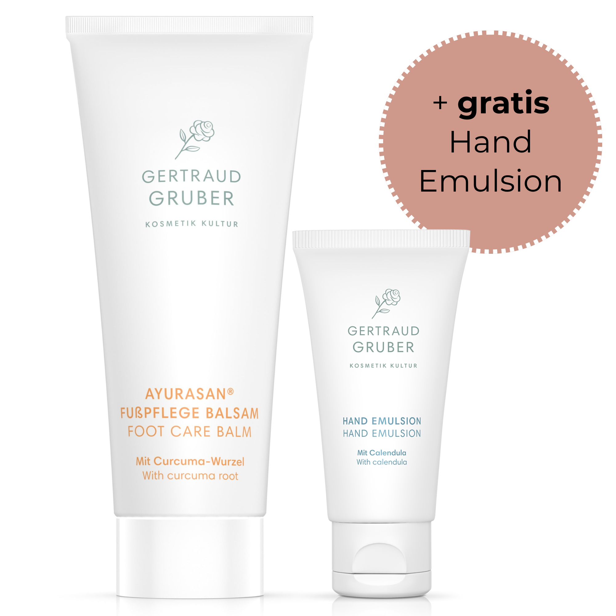 Gertraud Gruber Ayurasan Fußpflege Balsam mit Curcuma-Wurzel | 75ml | Winterpflege Set mit gratis Hand Emulsion