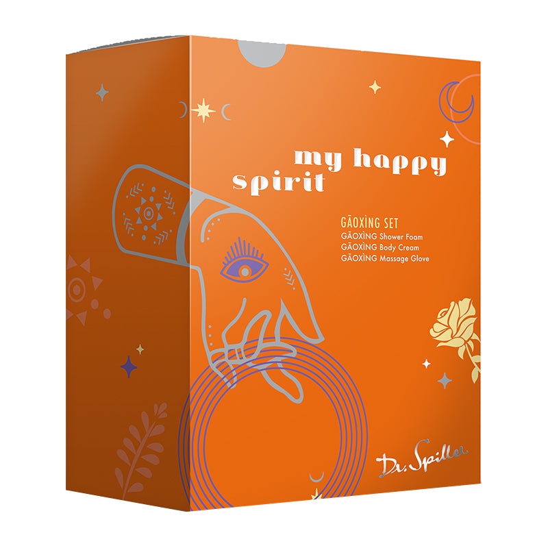 Dr. Spiller My Happy Spirit GAOXING Duschschaum und Körpercreme Limitierter GAOXING Massage-Handschuh Produktset 450ml