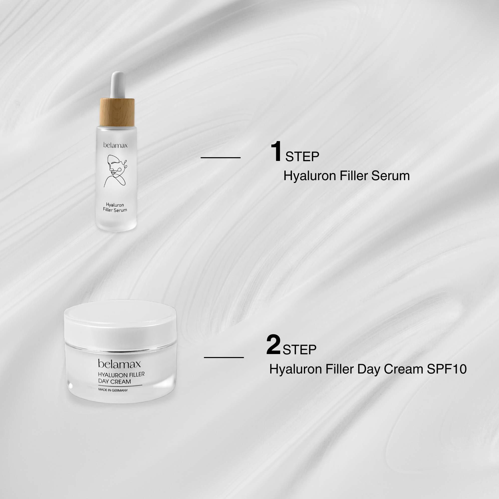 Belamax Hyaluron Filler Set - Tagespflege & Serum für pralle, hydratisierte Haut