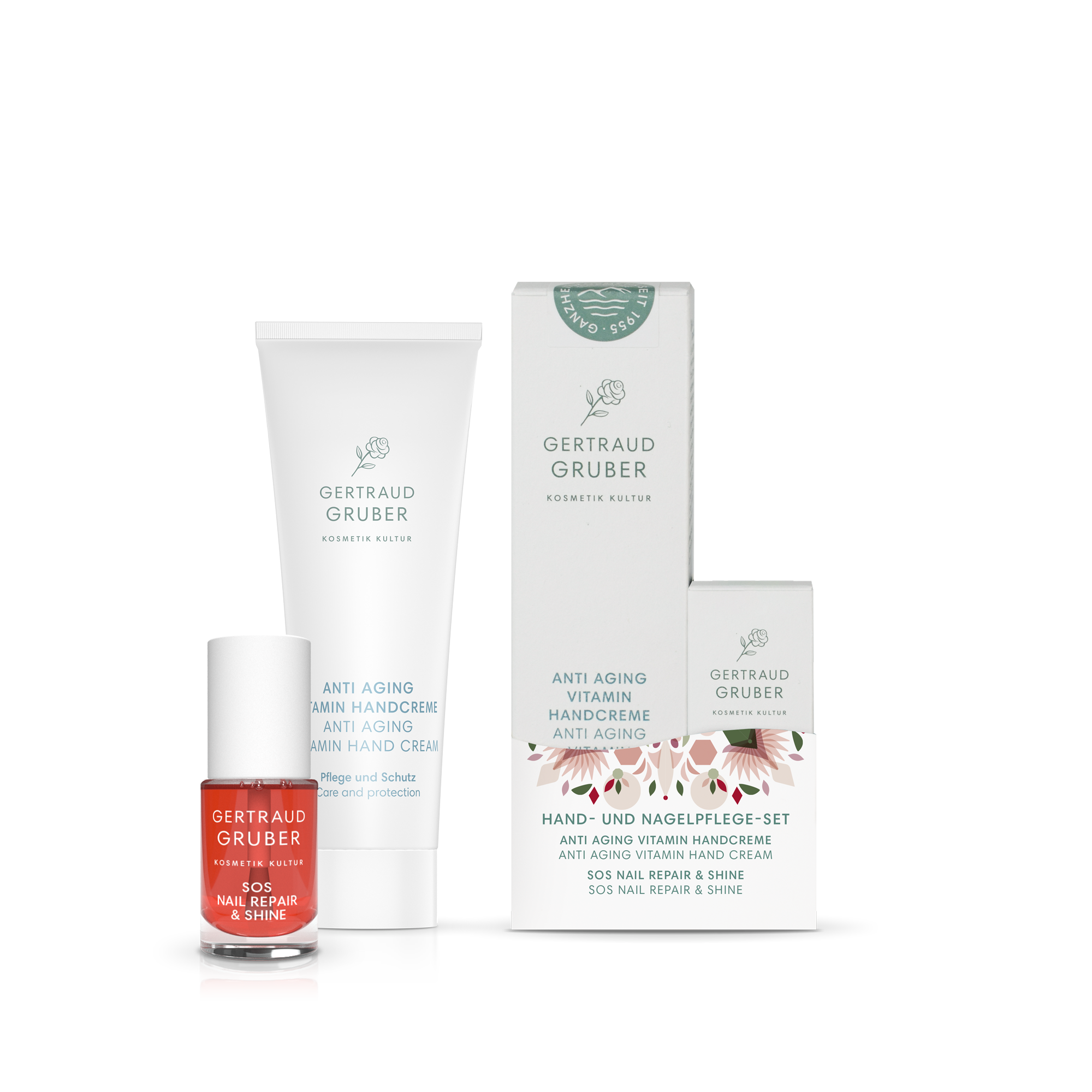 Gertraud Gruber Hand & Nagelpflege-Set | Anti Aging Vitamin Handcreme & SOS Nail Repair & Shine