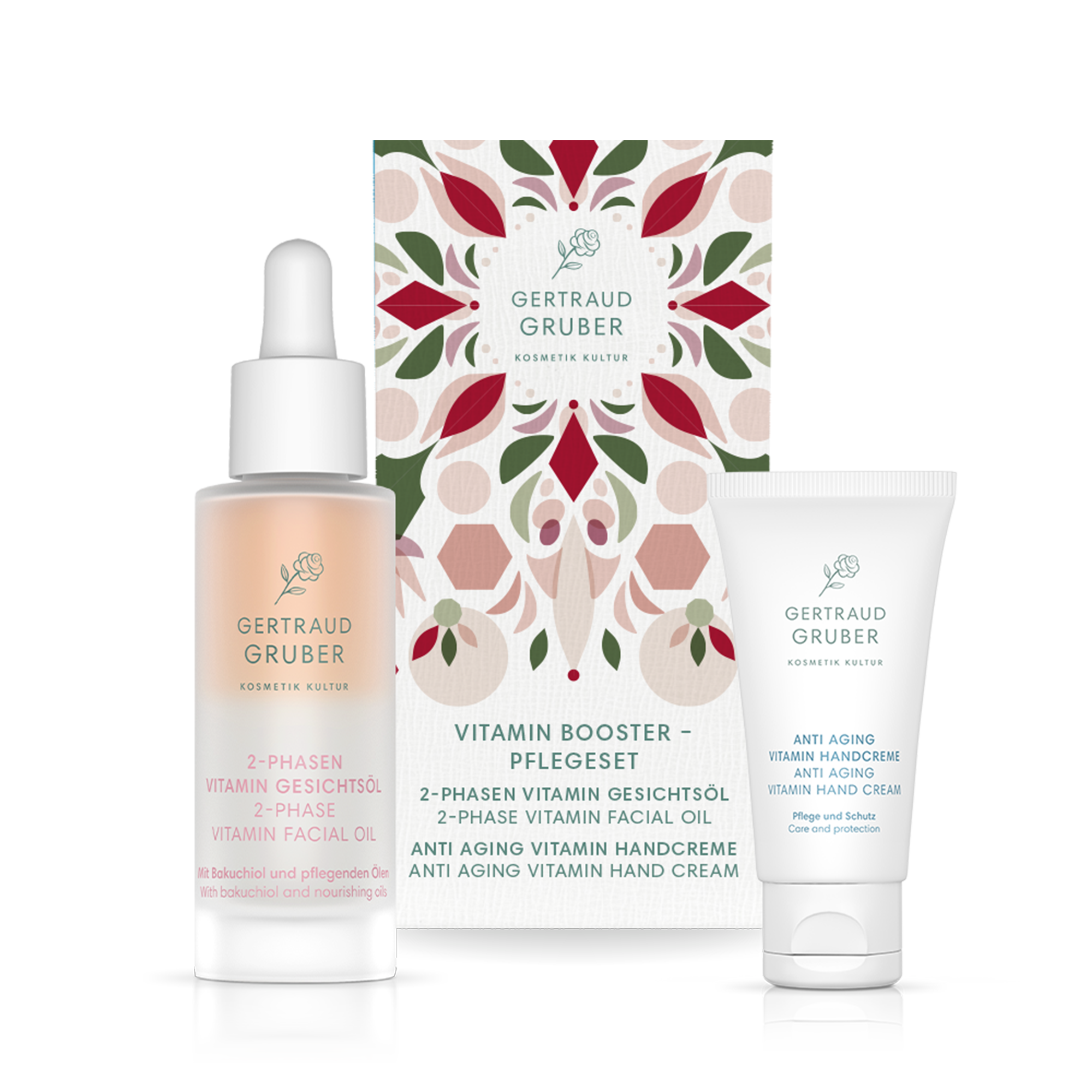 Gertraud Gruber Vitamin Booster-Pflegeset | 2-Phasen Vitamin Gesichtsöl & Anti Aging Vitamin Handcreme