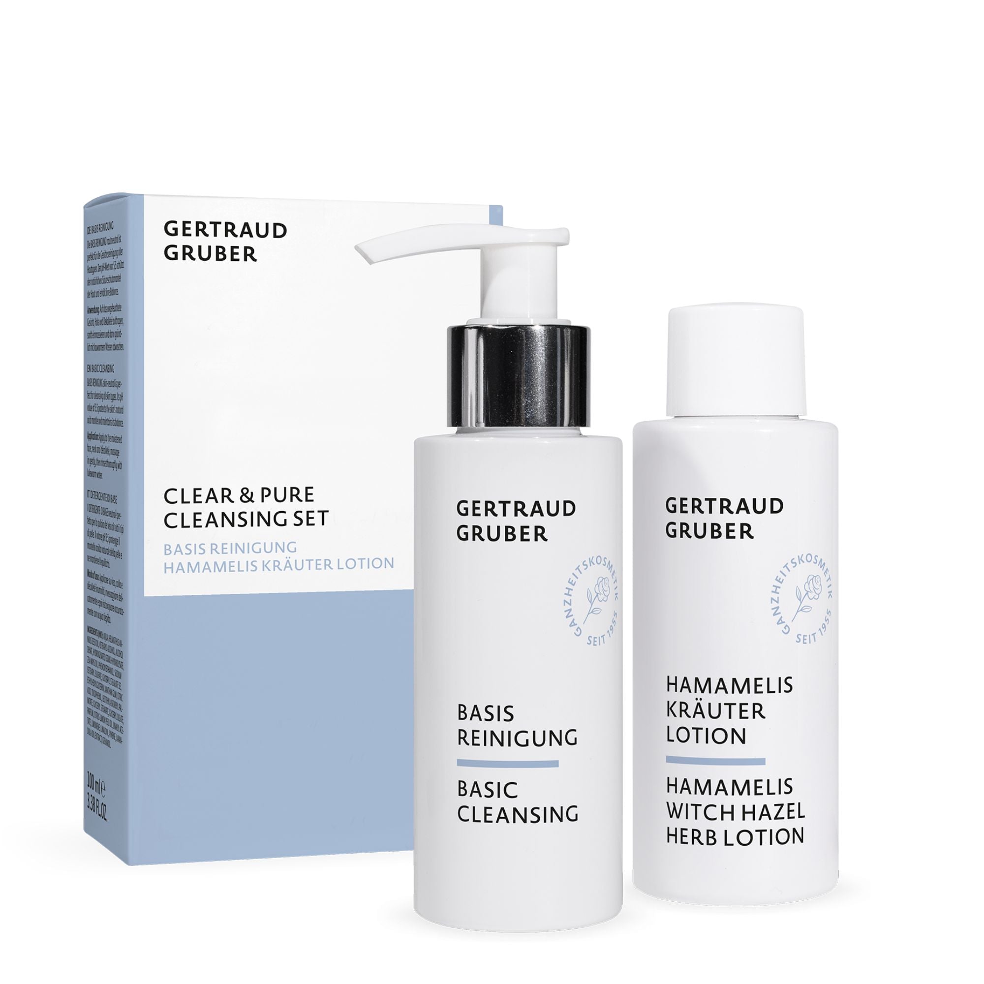 Gertraud Gruber Clear & Pure Cleansing Set | Basis Reinigung und Hamamelis Kräuterlotion für eine erfrischte, reine Haut