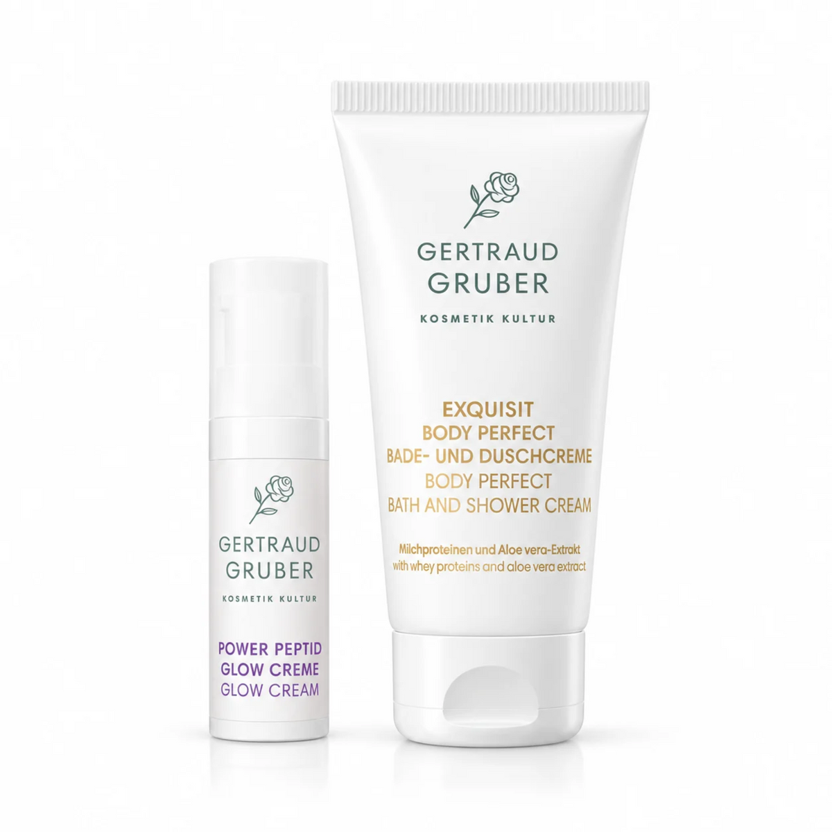 Power Peptid Glow Creme (5ml) & Exquisit Body Perfect Bade- und Duschcreme (30ml)