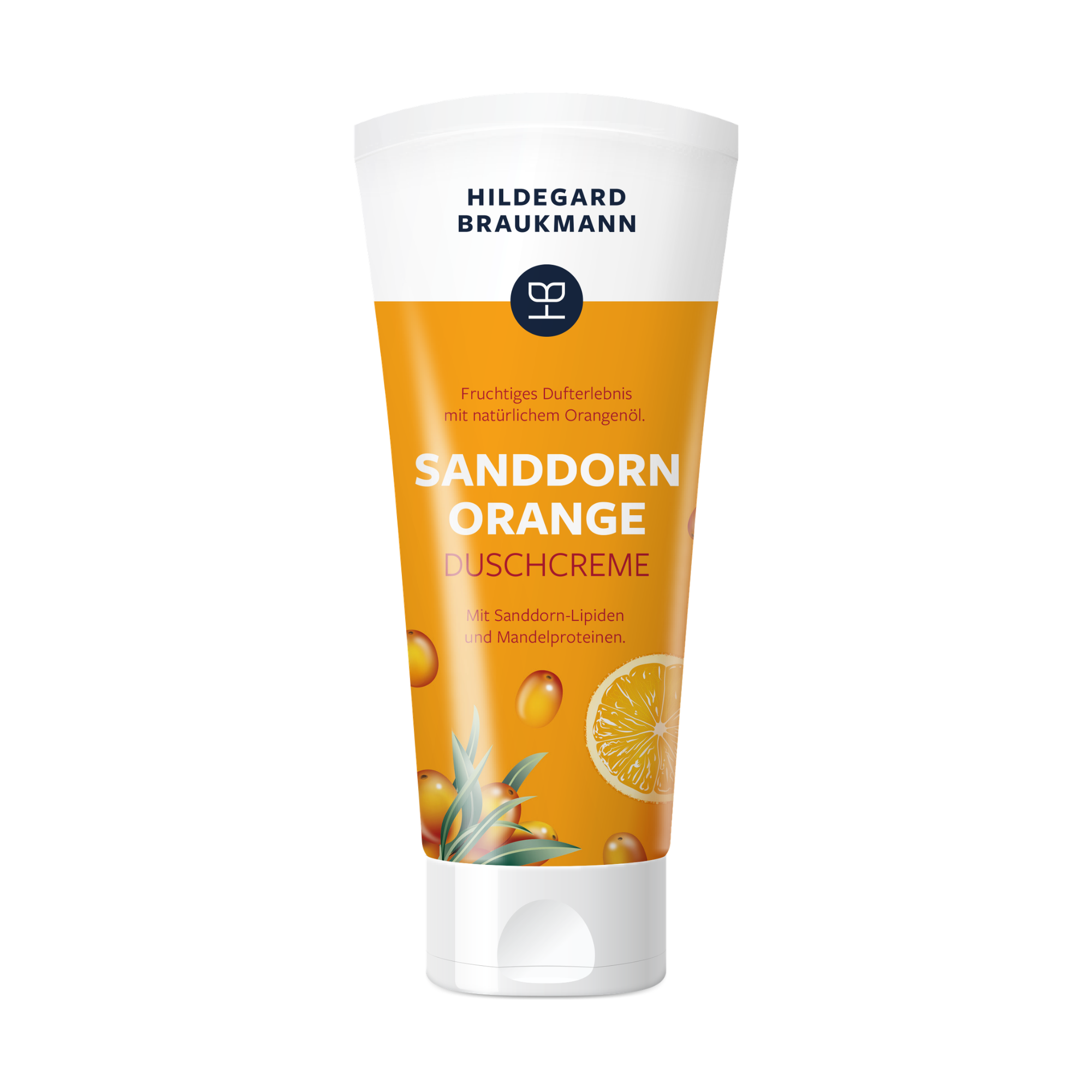 Hildegard Braukmann Sanddorn Orange Duschcreme | 200ml | Fruchtiges, feuchtigkeitsspendendes Duschgel, perfekt für jeden Hauttyp. Mit Sanddorn-Lipiden und Orangenöl für eine sanfte Pflege bei jedem Dusch-Erlebnis.